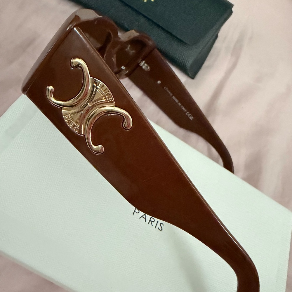 Faux designer CC sunglasses brown and Gold triumph Sunglasses